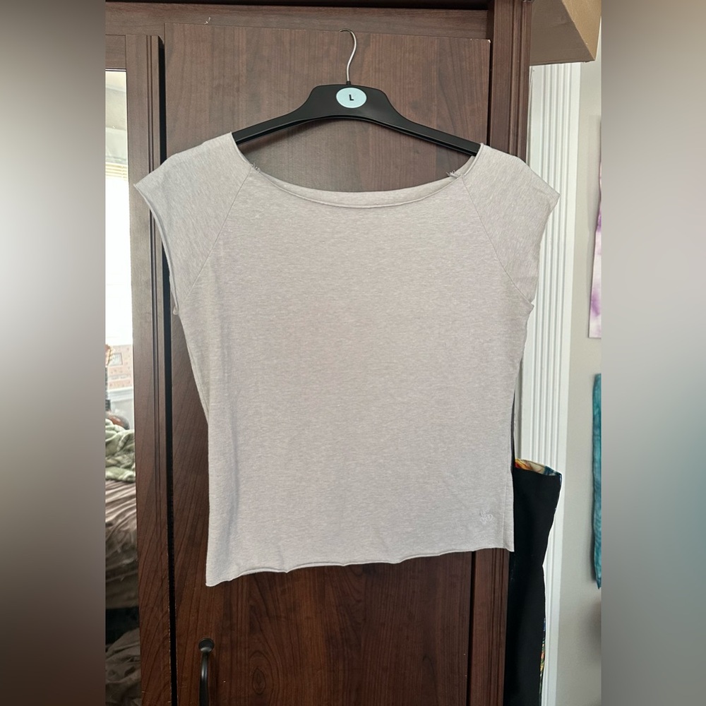 Urban Outfitters Grey Out From Under Cotton Compression Boatneck Cropped Tee